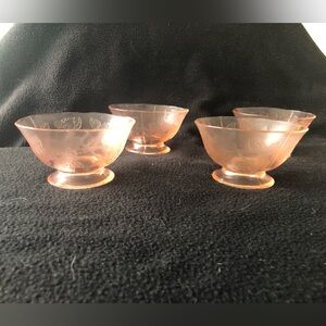 Pink Depression Glass Ice Cream / Sherbet Bowls